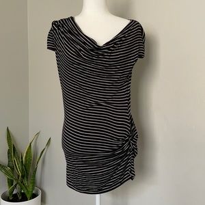 Studio M stripes side rushed cow neck shirt